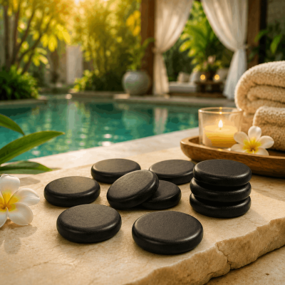 ĐÁ MASSAGE NÓNG – HÌNH TRÒN 8 × 8 × 2 
