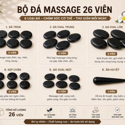 Đá nóng massage bộ 26 viên 