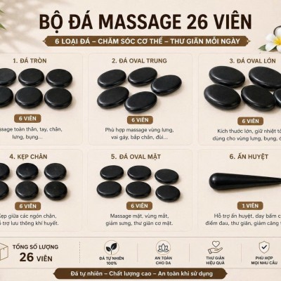 BỘ ĐÁ MASSAGE NÓNG 27 VIÊN 